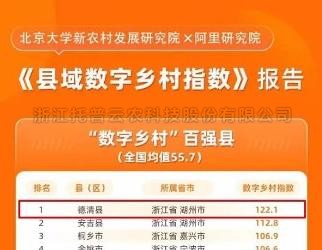 ?数字乡村指数全国百强县域榜单发布，位居榜单前十的县域都做了啥？